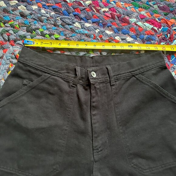 Albam Black Denim Garment Dyed Carpenter Shorts Raw Hem Men's Size 32 Summer - Picture 13 of 15